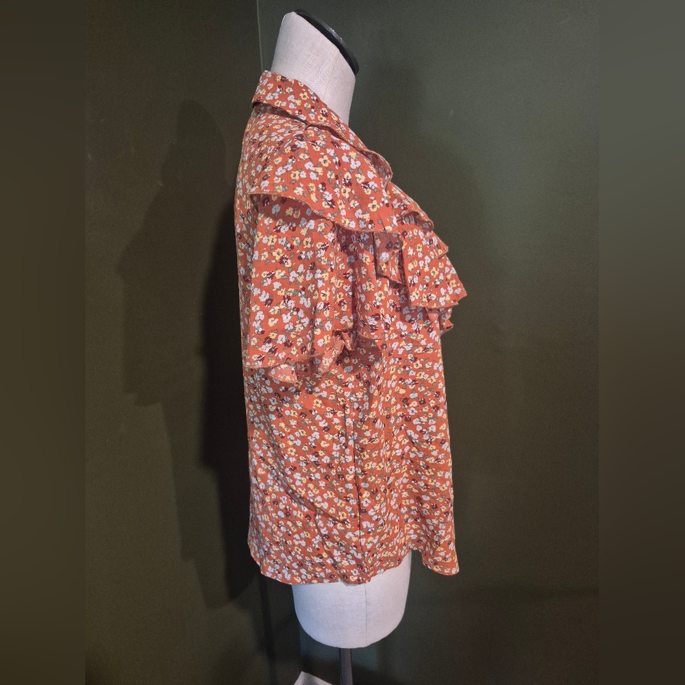 Floral Ruffle Blouse - Orange - Picture 3 of 6